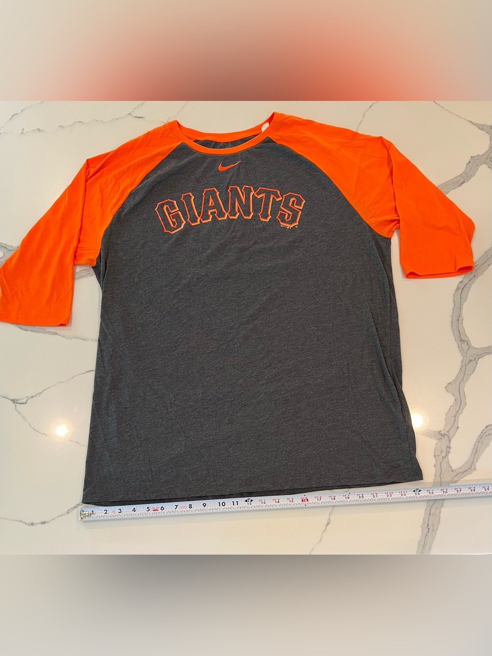 Nike SF GIANTS Black jersey 3/4 sleeve Tee with orange sleeves
